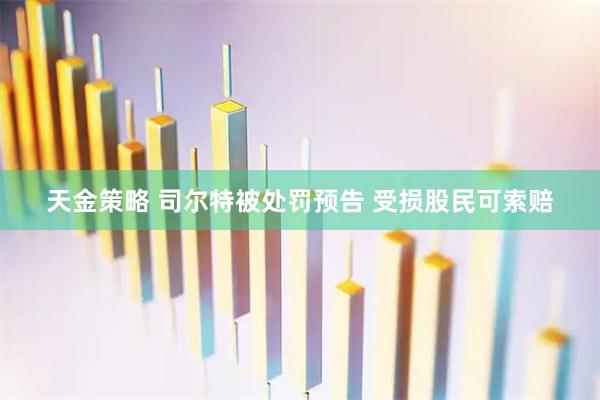 天金策略 司尔特被处罚预告 受损股民可索赔