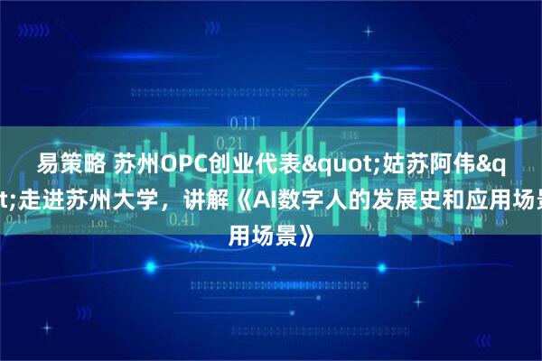 易策略 苏州OPC创业代表"姑苏阿伟"走进苏州大学，讲解《AI数字人的发展史和应用场景》