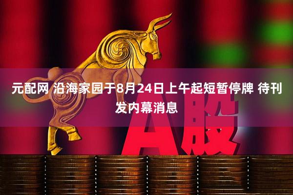 元配网 沿海家园于8月24日上午起短暂停牌 待刊发内幕消息